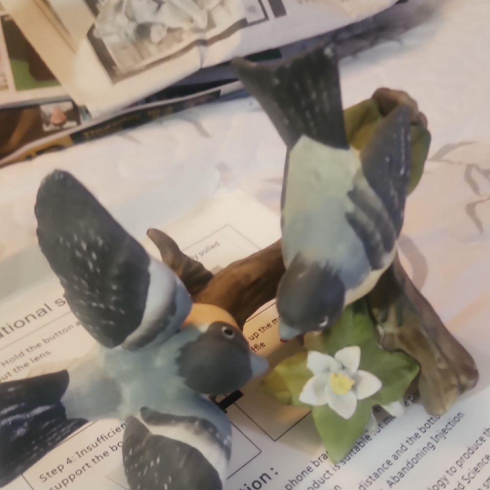 Blue and Gray Bird Figurine Set